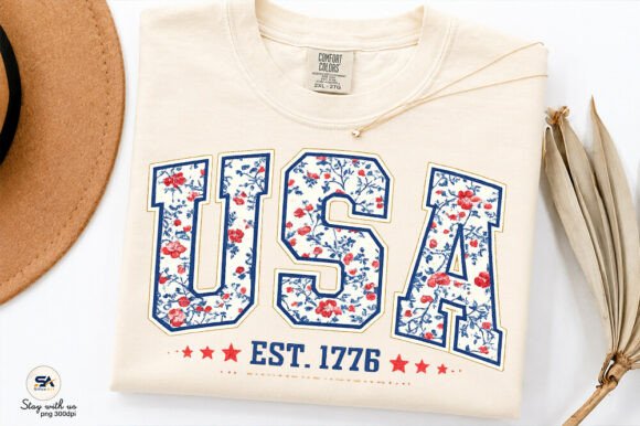 Celebrate with Style: The Floral USA Est. 1776 PNG Design