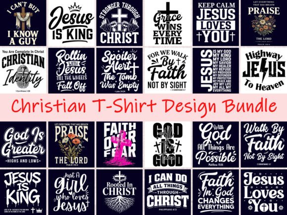 Christian T-Shirt Design Bundle: Faith-Inspired Creativity
