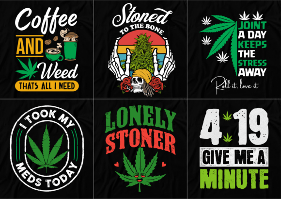 Explore Psychedelic Nature with Our 6-Design Cannabis T-Shirt Bundle