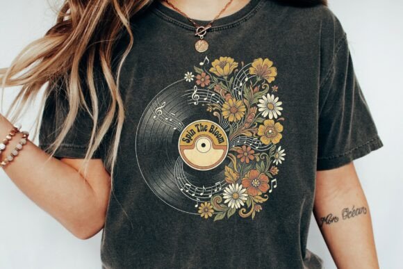 Retro Floral Record Design: A Groovy Visual Asset